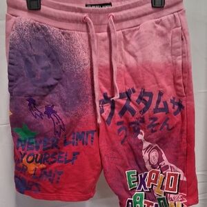 Unisex Rebel Minds Pink Graphic Shorts Sz. Small